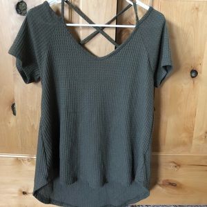 Dark green open back t-shirt
